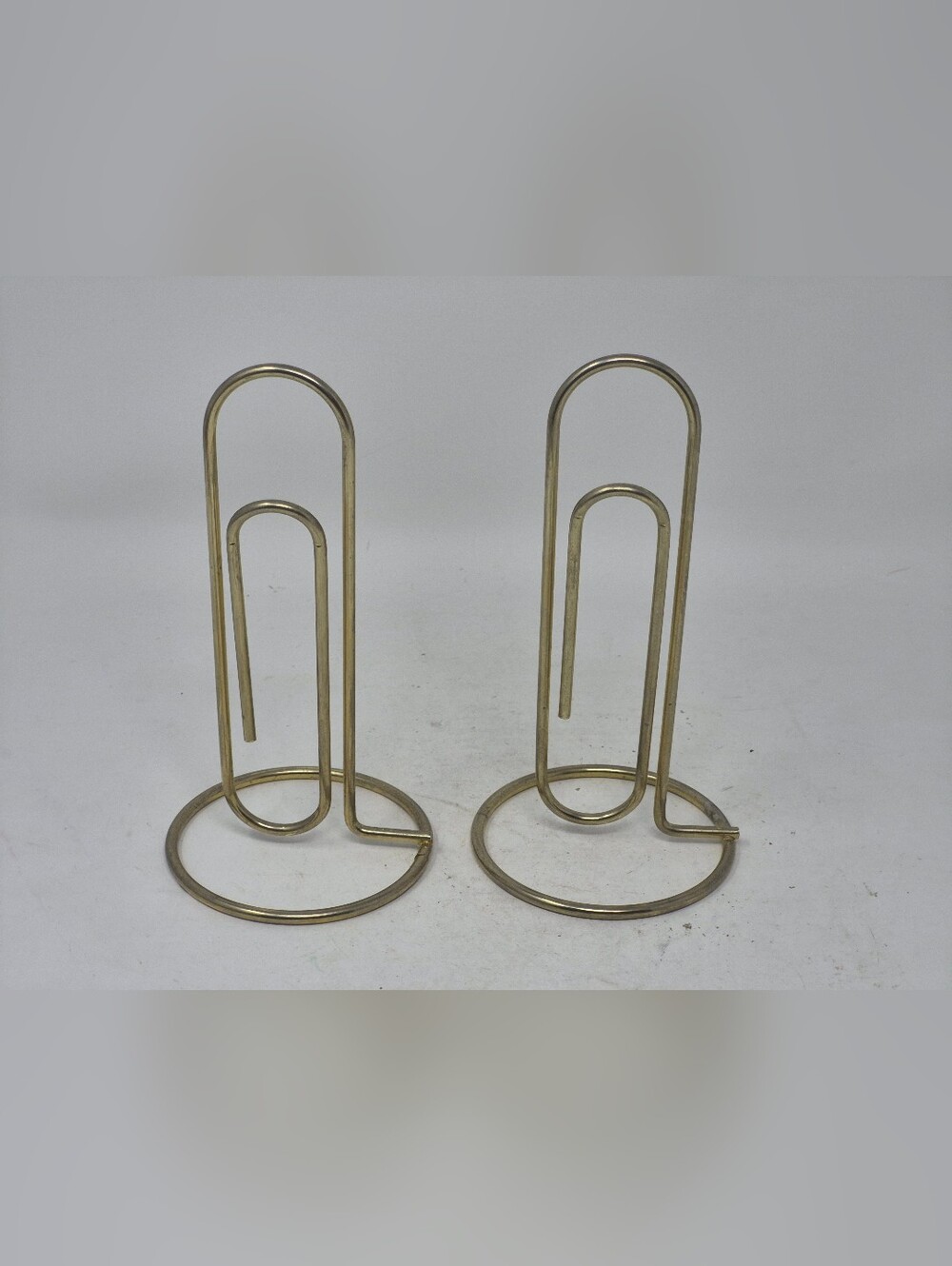 Gold Toned Large Metal Paper Clips Memo Holders